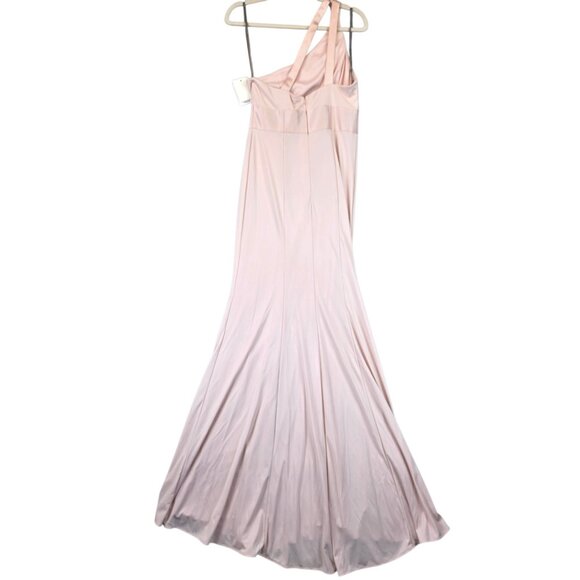 White by Vera Wang Gown Womens 4 Blush One Shoulder Formal Maxi Dress VW360513 - Picture 2 of 13
